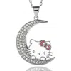 Hello Kitty Moon Cubic Zirconia Pendant In Metallic