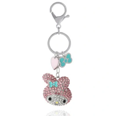 Hello Kitty My Melody Crystal Cluster Pavé Bag Charm Keychain In Multi