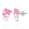 Hello Kitty My Melody Flash Plated Enamel And Cyrstal Stud Earrings In Metallic