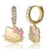 Hello Kitty Pave Charm Hoop Earrings In Gold