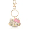 Hello Kitty Pave Crystal Bling Embellished Travel Keychain In Gold