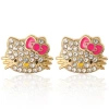 Hello Kitty Pave Crystal Stud Earring In Gold