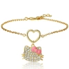 Hello Kitty Pave Heart Charm Bracelet In Gold