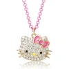 Hello Kitty Pave Pendant Necklace With Neon Red Chain, 16"+ 3" In Gold