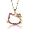 Hello Kitty Pink Outline Crystal Pendant In Gold