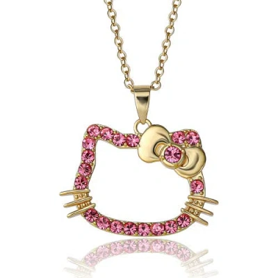 Hello Kitty Pink Outline Crystal Pendant In Multi