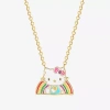 Hello Kitty Rainbow Womens Pink Crystal 18k Gold Over Brass 18 Inch Pendant Necklace In Yellow