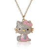 Hello Kitty Sally Rose  Aqua Green Enamel And Pave Crystal Necklace Official License, Gold-tone 16+3  In Gold