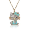 Hello Kitty Sally Rose  Aqua Green Enamel And Pave Crystal Necklace Official License, Gold-tone 16+3  In Metallic
