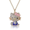 Hello Kitty Sally Rose  Aqua Green Enamel And Pave Crystal Necklace Official License, Gold-tone 16+3  In Metallic
