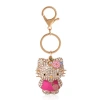 Hello Kitty Sanrio  Pink Crystal Flower Bling Keychain Bag Charm In Gold