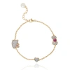 Hello Kitty Sapphire Station Bracelet, 7.25"+1" In Gold