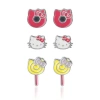 Hello Kitty Set Of 3 Earrings With Stud & Clip-on Styles In Multi