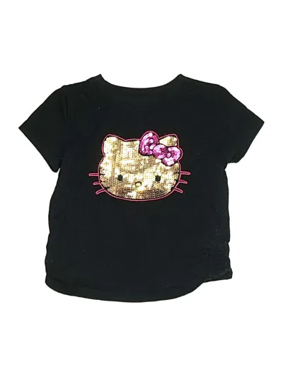 Pre-owned Hello Kitty Kids' Short Sleeve Top Black Crew Neck Tops