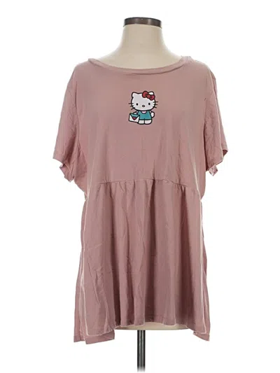 Pre-owned Hello Kitty Short Sleeve Top Pink Scoop Neck Tops