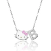 Hello Kitty Silver Plated Enamel Pave Initial Slider Necklace In Silver