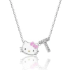 Hello Kitty Silver Plated Enamel Pave Initial Slider Necklace In Metallic