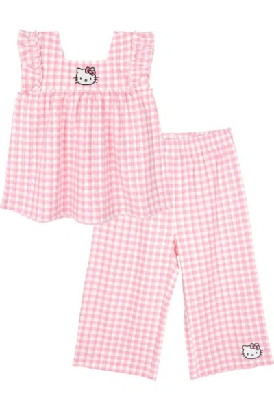 Hello Kitty Kids'  Sleeveless Top And Textured Knit Cropped Pants Set In Multi