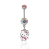 Hello Kitty Stainless Steel Light Rose Crystal Belly Button Ring In Metallic