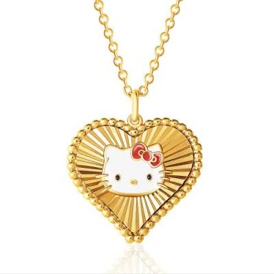 Hello Kitty Starburst Heart Pendant Necklace, 18'' In Gold