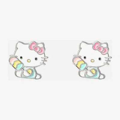 Hello Kitty Kids' Sterling Silver 9.5mm  Stud Earrings In Multi