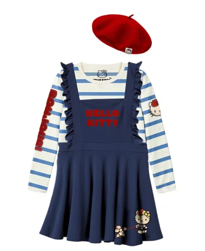 Hello Kitty Kids' Toddler And Little Girls 3-piece Top, Hat And Jumper Set In Blue