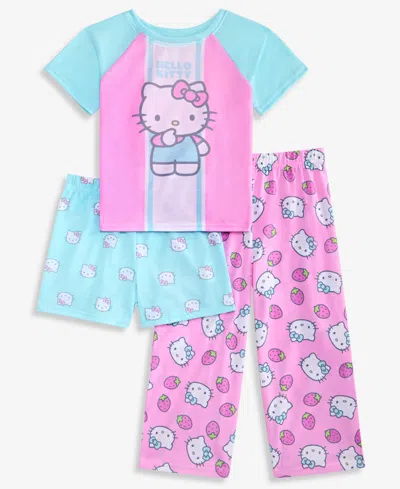 Hello Kitty Babies' Toddler Girls' 2t-4t Top, Shorts & Pants Pajamas, 3-piece Set In Multi