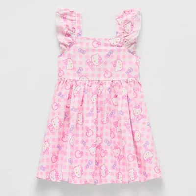 Hello Kitty Babies' Toddler Girls Short Sleeve Ruffled  A-line Dress In Pink