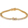 Hello Kitty White & Pink Sapphire Station Bracelet, 7.5" In Gold
