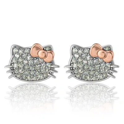 Hello Kitty White Sapphire Stud Earrings In Metallic