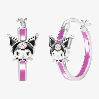 Hello Kitty Womens Crystal 21.1mm Heart  Kuromi Hoop Earrings In Multi