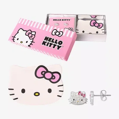 Hello Kitty Womens Crystal Pure Silver Over Brass  2-pc. Jewelry Set In Multi
