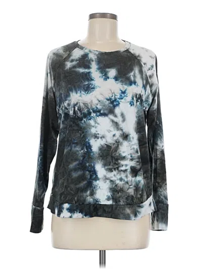 Pre-owned Hello Mello Long Sleeve Top Gray Tie-dye Pattern Boatneck Tops