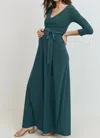 Hello Miz Floral Faux Wrap Maternity & Nursing Maxi Dress In Navy In Blue