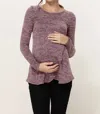 Hello Miz Layered Knit Maternity And Nursing Top In Mauve In Multi