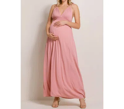 Hello Miz Plunge Maxi Dress - Maternity In Pink