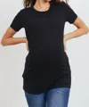 Hello Miz Short Sleeve Maternity Tee In Black In Black