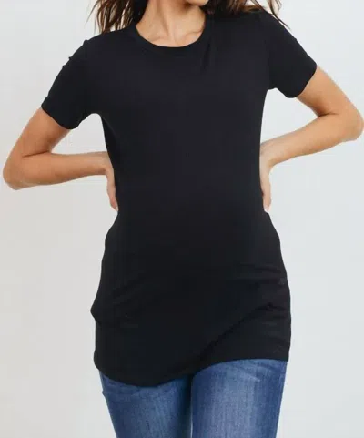Hello Miz Short Sleeve Maternity Tee In Black