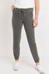 HELLO MIZ TWO-TONE BRUSHED TERRY MATERNITY SWEATPANTS IN CHARCOAL