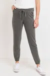 Hello Miz Two-tone Brushed Terry Maternity Sweatpants In Charcoal In Grey