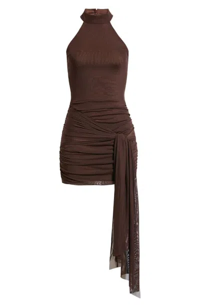 Hello Molly Allure Lane Halter Minidress In Brown