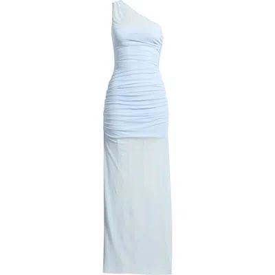 Hello Molly Beachfront Soire One-shoulder Ruched Gown In Blue