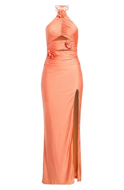 Hello Molly Botanical Muse Halter Dress In Orange
