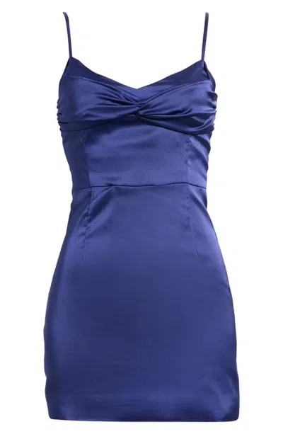 Hello Molly Cocktail Hour Satin Minidress In Blue