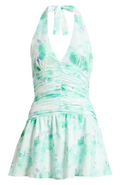 Hello Molly Dahlia Dream Halter Minidress In Green