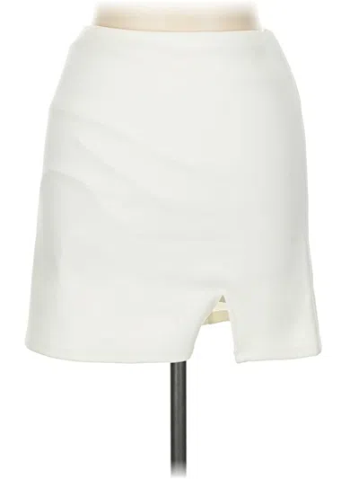 Pre-owned Hello Molly Faux Leather Skirt In White