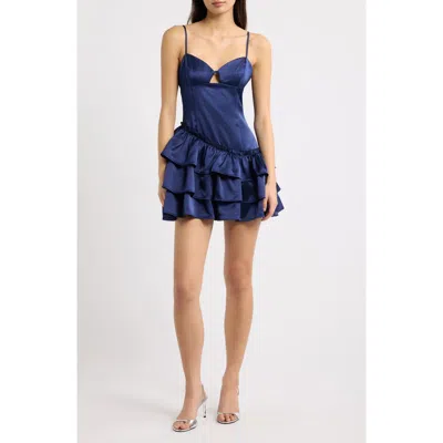 Hello Molly Lipgloss Logic Satin Dress In Blue