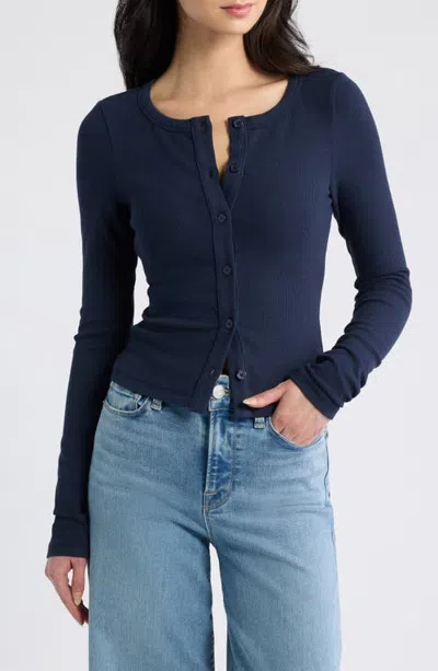 Hello Molly Luxe Rib Button Front Top In Blue