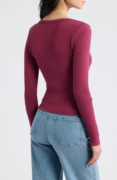 Hello Molly Luxe Rib V-neck Button Top In Red