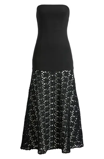 Hello Molly Noir Enchantment Strapless Lace Hem Dress In Black